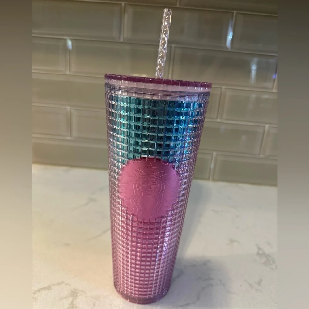 Starbucks Summer 2021 Pink & Blue Ombré‎ Bling 24oz Tumbler